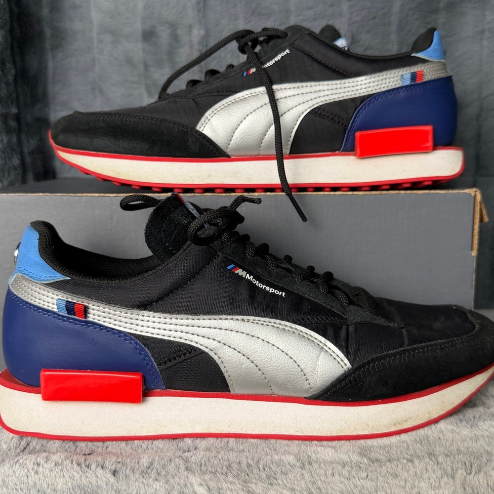 Puma BMW M Motorsport Future Rider Mens Black Blue Red Sneakers 306649 Size 11